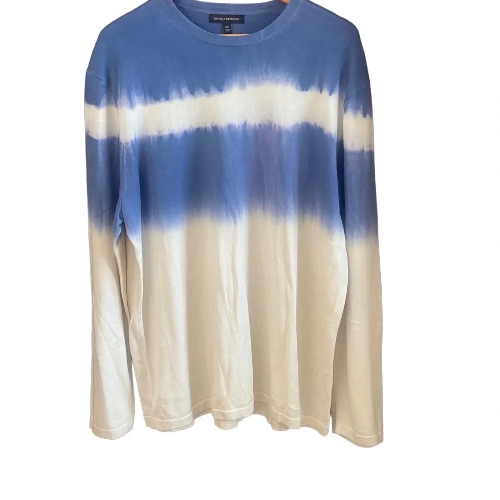 Banana Republic Blue/Cream Striped Tie Dyed Sweatshirt. Size XXL. - Picture 2 of 8